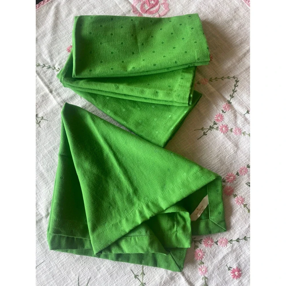 Kate Spade Larabee Dot Cloth Napkins Set 4 Green Swiss Dot Vintage Rare